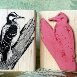 Hairy Woodpecker Bird Rubber Stamp