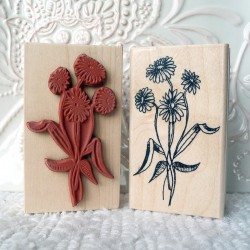 Aster Flowers Rubber Stamp
