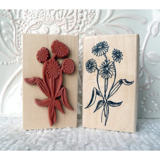 Aster Flowers Rubber Stamp