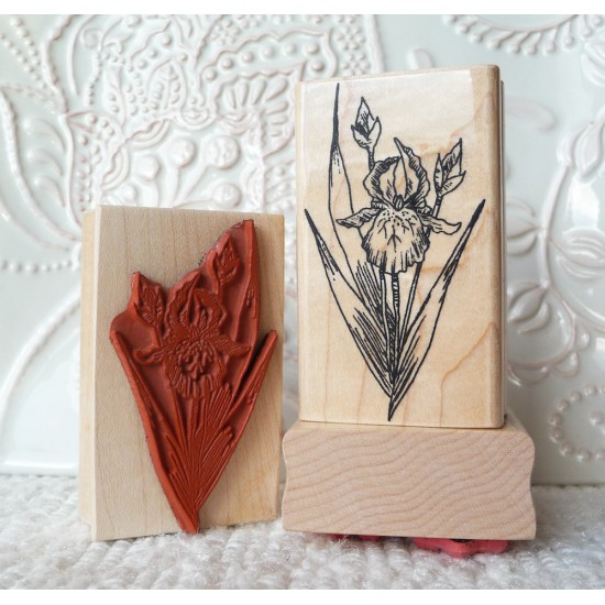 Iris Flower Rubber Stamp