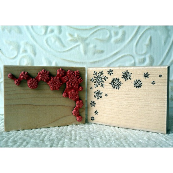 Corner Snowflakes Rubber Stamp