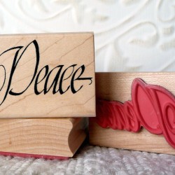 Peace Script Rubber Stamp