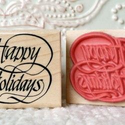 Happy Holidays Script Rubber Stamp Happy Holidays Script Rubber Stamp
