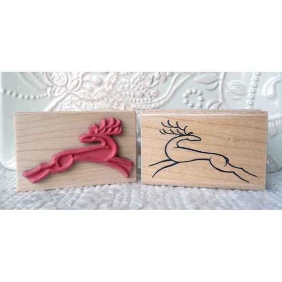 Stylized Reindeer Rubber Stamp