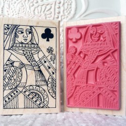 Queen of Clubs Rubber Stamp