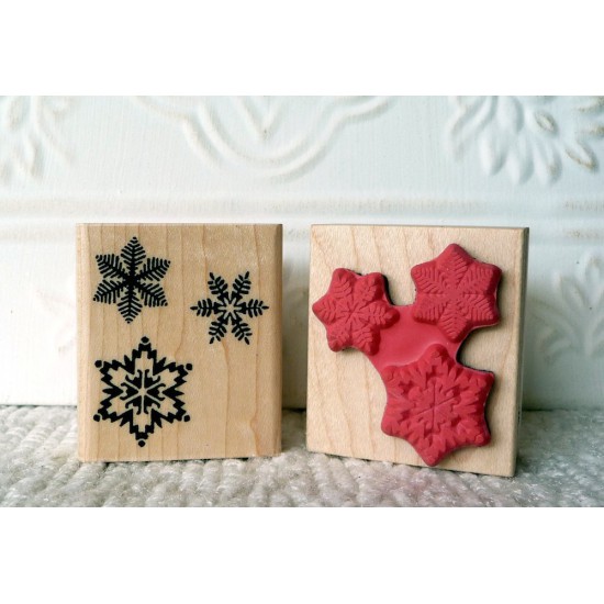 3 Snowflakes Rubber Stamp