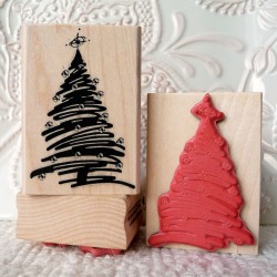 Christmas Tree with Star Rubber Stamp