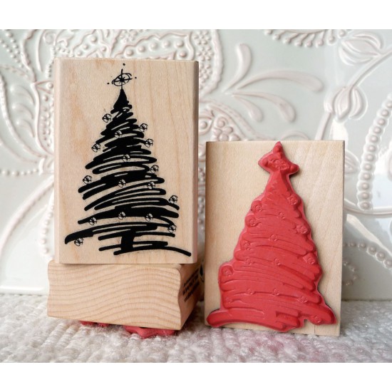 Christmas Tree with Star Rubber Stamp