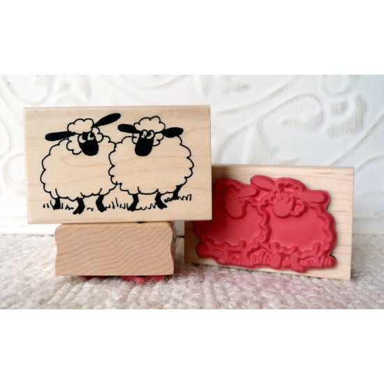 2 Sheep Rubber Stamp