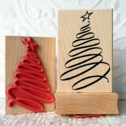 Ribbon Christmas Tree Rubber Stamp