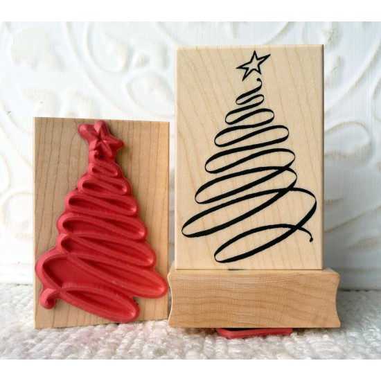 Ribbon Christmas Tree Rubber Stamp