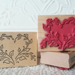 Leaf Heart Rubber Stamp