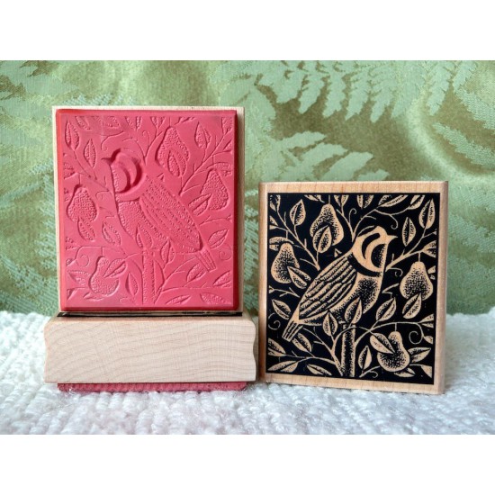 Partridge in a Pear tree Rubber Stamp