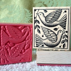 2 Turtle Doves Rubber Stamp