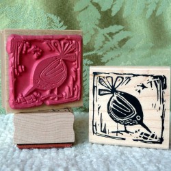 Block Print Bird Rubber Stamp