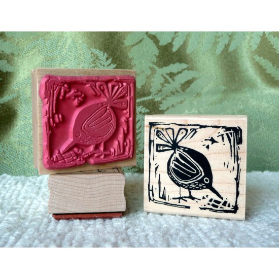 Block Print Bird Rubber Stamp