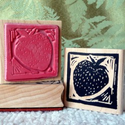 Strawberry Block Print Rubber Stamp