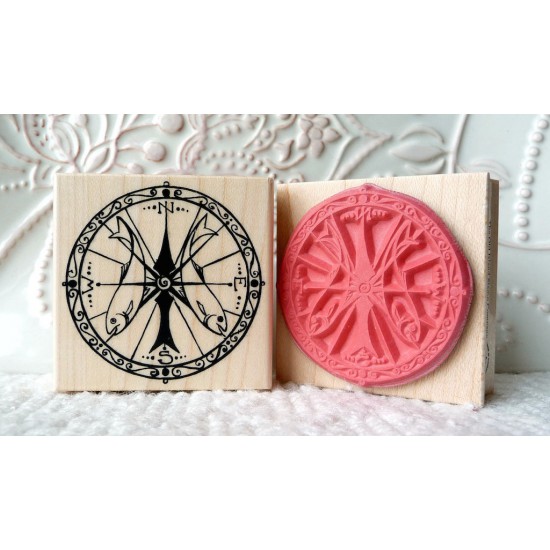 Compass Rubber Stamp