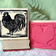 Block Print Rooster  Rubber Stamp