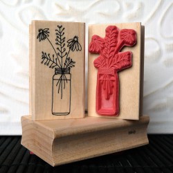 Jam Jar with Flowers Rubber Stamp