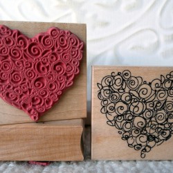 Rosette Heart Rubber Stamp