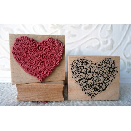 Rosette Heart Rubber Stamp