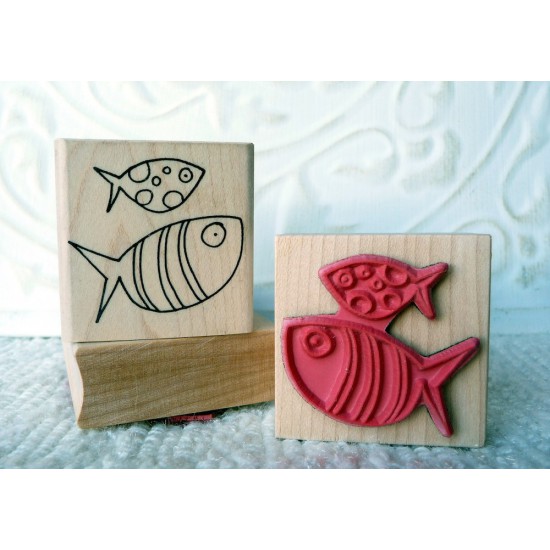 Big Fish Little Fish Rubber Stamp