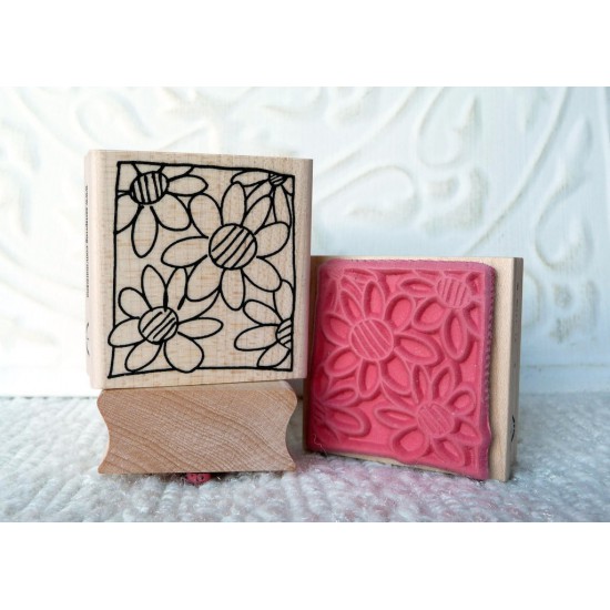 Framed Blooms Rubber Stamp