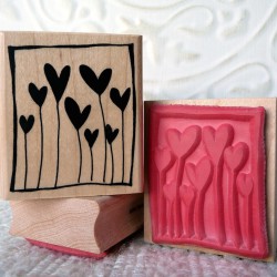 Framed Hearts Rubber Stamp
