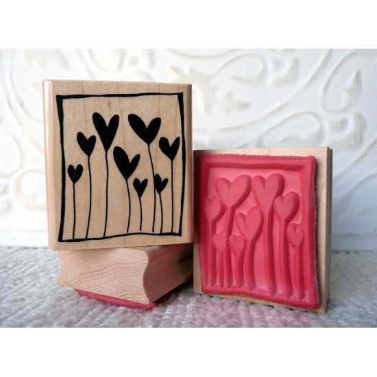 Framed Hearts Rubber Stamp