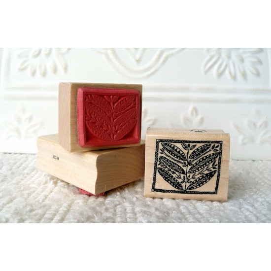 Textile Leaves Rubber Stamp