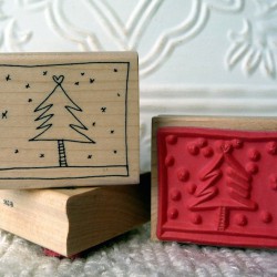 Framed Christmas Tree Stamp Rubber Stamp