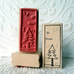 To From ChristmasTree Tag Rubber Stamp