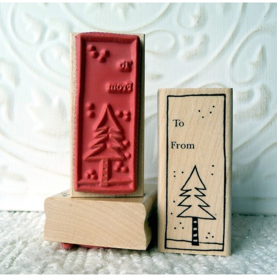 To From ChristmasTree Tag Rubber Stamp