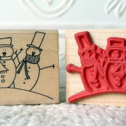 3 Snowmen Rubber Stamp