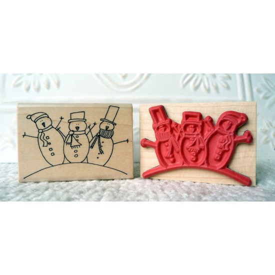 3 Snowmen Rubber Stamp