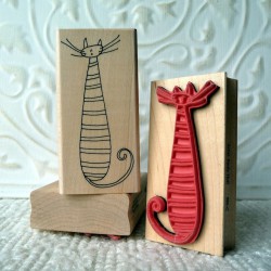 Tall Cat Rubber Stamp