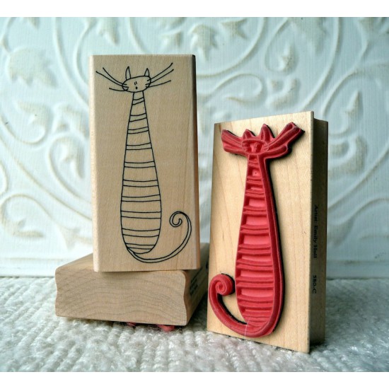 Tall Cat Rubber Stamp