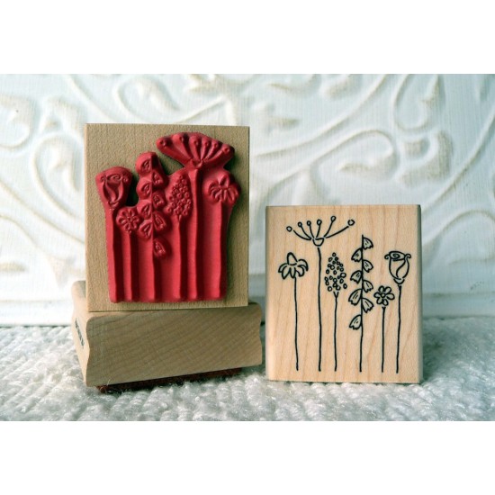 Stick Flowers Rubber Stamp