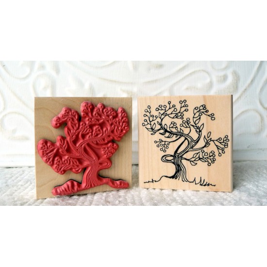 Winter Berry Tree Rubber Stamp