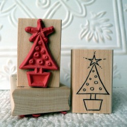 Potted Christmas Tree Rubber Stamp