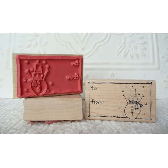To From Snowman Rubber Stamp