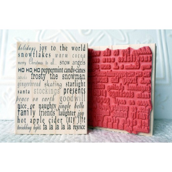 Christmas Text Background Rubber Stamp
