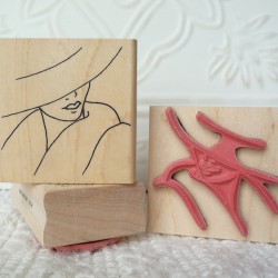 Stylized Woman with Hat Rubber Stamp