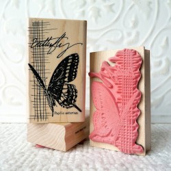 Butterfly Collage Rubber Stamp