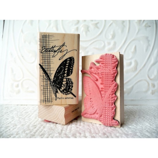 Butterfly Collage Rubber Stamp