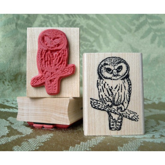 Small Saw Whet Owl Rubber Stamp