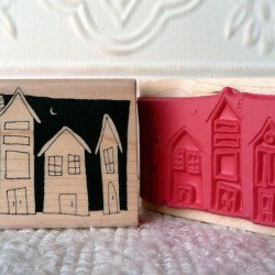Night Time Houses Rubber Stamp