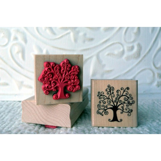 Swirly Tree Rubber Stamp