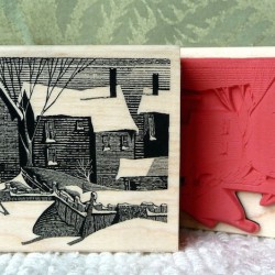 Clapboard Houses Rubber Stamp
